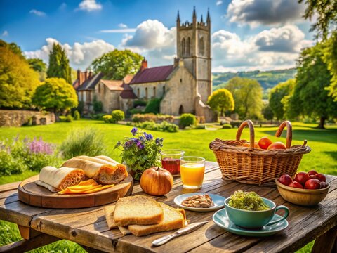 Axbridge Church Somerset England, Delicious Village Food Photography