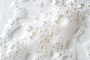 Close-up of creamy white foam with varying bubble sizes and textures.