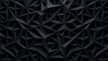 Abstract 3d rendering of black polygonal background. Futuristic polygonal background.