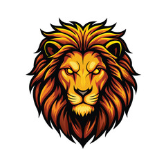 A majestic lion's head, rendered realistically, with a vibrant golden mane that glows with an ethereal light.