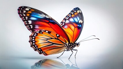 Fototapeta premium Beautiful Butterfly in Flight, Isolated on White Background - Stock Photo