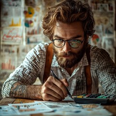 Businessman Analyzing Investment Portfolio and Financial Data for Wealth Management
