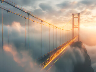 Fototapeta premium bridge over the river at sunset