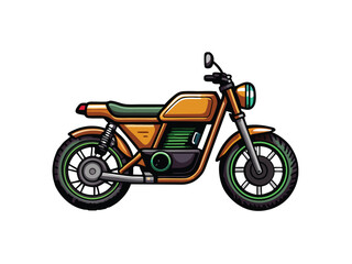 Create a realistic vector illustration of a minimalist, eco-friendly motorcycle.  Focus on clean lines and a simple design, emphasizing sustainability.