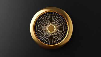 Golden iron web set button on black background
