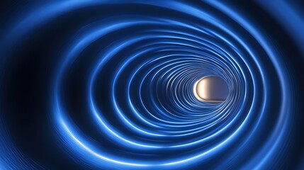 Smooth spiral tunnel illuminated by faint ambient light and glowing edges
