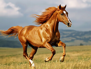 Obraz premium horse running in the field