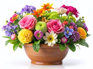 Fototapeta premium Blooming Spring Houseplant in Pot, Isolated White Background - Botanical Collection