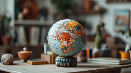 A globe with highlighted African nations for African World Heritage Day celebrated in March.