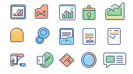 Set of doodle icons business meeting, conference, teamwork discussion, partnership, handshake. Speech bubbles, white board with chart, online communication isolated signs, Line art vector illustration