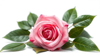 Beautiful Pink Rose, Isolated, White Background, High-Quality AI Photo