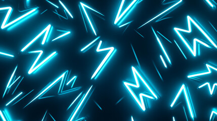 Cartoon lightning bolt effect isolated on black background. Neon blue and white glowing traces from magic power strike. Natural electricity discharge vfx. Game design elements. Vector illustration set