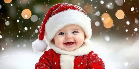 little boy in Santa clause dress