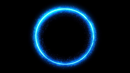 Obraz premium Glowing blue neon ring or futuristic circle with digital binary code, concept vector tech illustration. Hightech optical radiant effect on ultraviolet background, technology collection