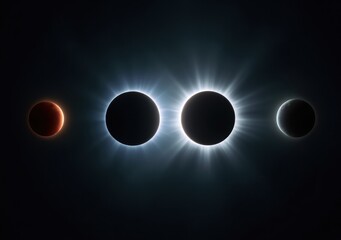 Fototapeta premium Celestial alignment featuring solar eclipse phases and glowing atmosphere