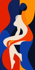 Geometric Minimalism: Cobalt Blue, Fiery Red, and Bright Yellow Design
