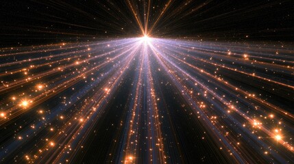 A vibrant depiction of light rays emanating from a central point, suggesting cosmic energy.
