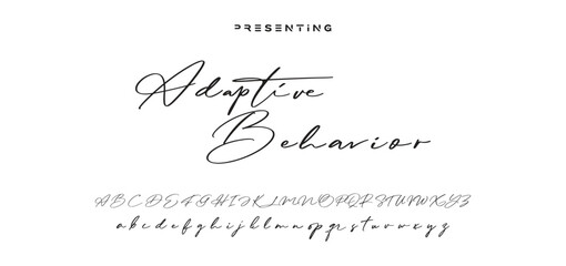 Hand drawn vector alphabet. Modern monoline signature script font. Elegant Signature Font. Best Alphabet Beautiful Calligraphy Signature Font lettering