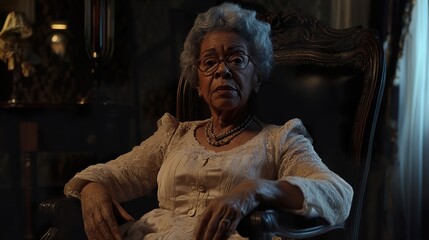 Fototapeta premium Portrait of an Elderly Woman: Elegance and Wisdom