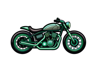Create a vector illustration of a lightweight, streamlined motorcycle. Emphasize its sleek design and aerodynamic features.