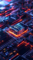 Obraz premium Sleek High Tech Password Manager App as Futuristic Security Module Amidst Bioluminescent Code