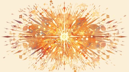 Obraz premium A vibrant explosion of light and color, showcasing dynamic rays and sparkles against a soft background.