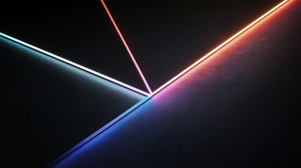 Neon Lines Illuminate Dark Abstract Geometric Shapes