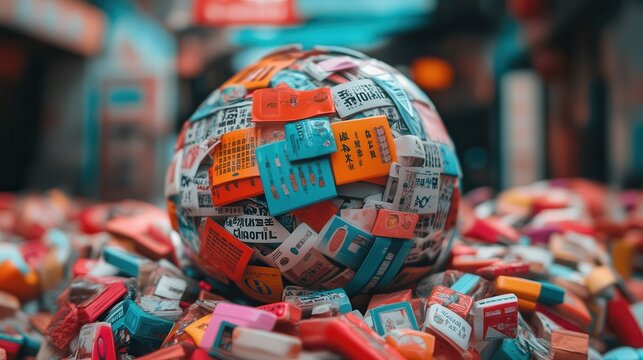International Mother Tongue Day: A vibrant globe surrounded by words in multiple languages.