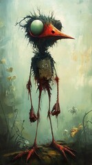 Macabre Bird: Dark Fantasy Painting