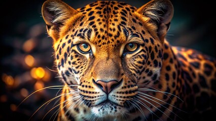 Fototapeta premium Close-Up Leopard Portrait: Low Light Wildlife Photography