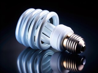 Close-up of Luminous White Fluorescent Tubes on Black Background - Electric Twist Lamp