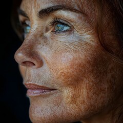 Obraz premium Radiant Senior Woman s Face Filled with Life and Wisdom Minimal Background