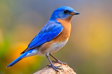 Obraz premium Close-Up Image Of A Vibrant Blue Missouri State Bird Perched On A Branch, Showcasing Its Bright Blue Plumage And Charming Demeanor.