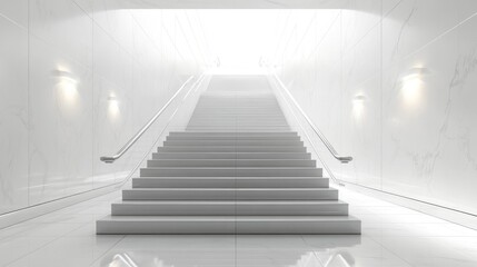 Bright white marble staircase leading to light.