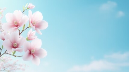 Fototapeta premium Pastel magnolias blooming under a clear blue sky nature photography serene environment artistic viewpoint