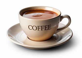 Fototapeta premium Coffee Cup on Saucer, Isolated PNG - Perfect for Mockups & Designs