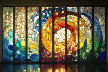 Abstract Colorful Stained Glass Window Panels