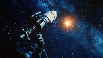 A telescope aimed at a starry sky, showcasing the beauty of the universe.