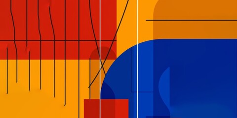 Contemporary Design: Solid Cobalt Blue, Fiery Red, and Bright Yellow with Soft Gradients
