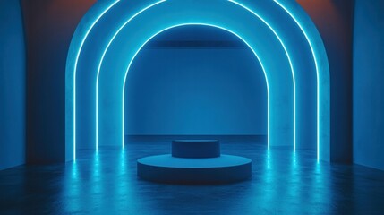 Eye-catching 3D render of a futuristic podium, ready for your product showcase.