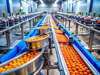 Obraz premium Conveyor Belt Food Labeling System in Action - High-Resolution Stock Photo