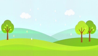 Obraz premium Cartoon flat style nature landscape background illustration for children