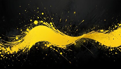 yellow and black abstract background with brushstroke and halftone style for wallpaper and backgound banner