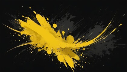 yellow and black abstract background with brushstroke and halftone style for wallpaper and backgound banner