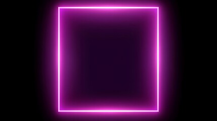 Fototapeta premium Glowing Purple Neon Rectangular Frame On Black Background