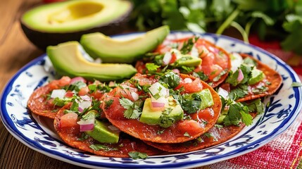 Vibrant Plate of Tacos with Avocado and Fresh Ingredients