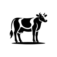 Stylized Black and White Cow silhouette vector