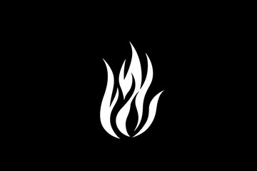 Abstract white flame symbol on black background