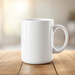 Obraz premium white cup on wooden table