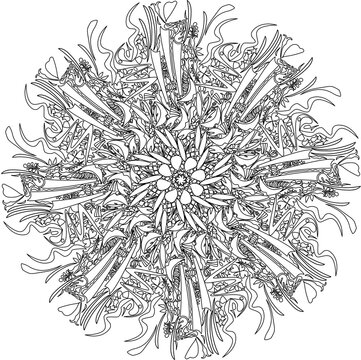 華曼荼羅　mandara flower monochrome 02